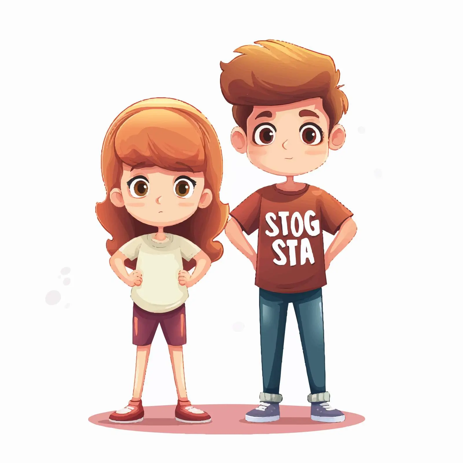 Cartoon Kids Embracing Friendship without Distance — free download from Dotvec