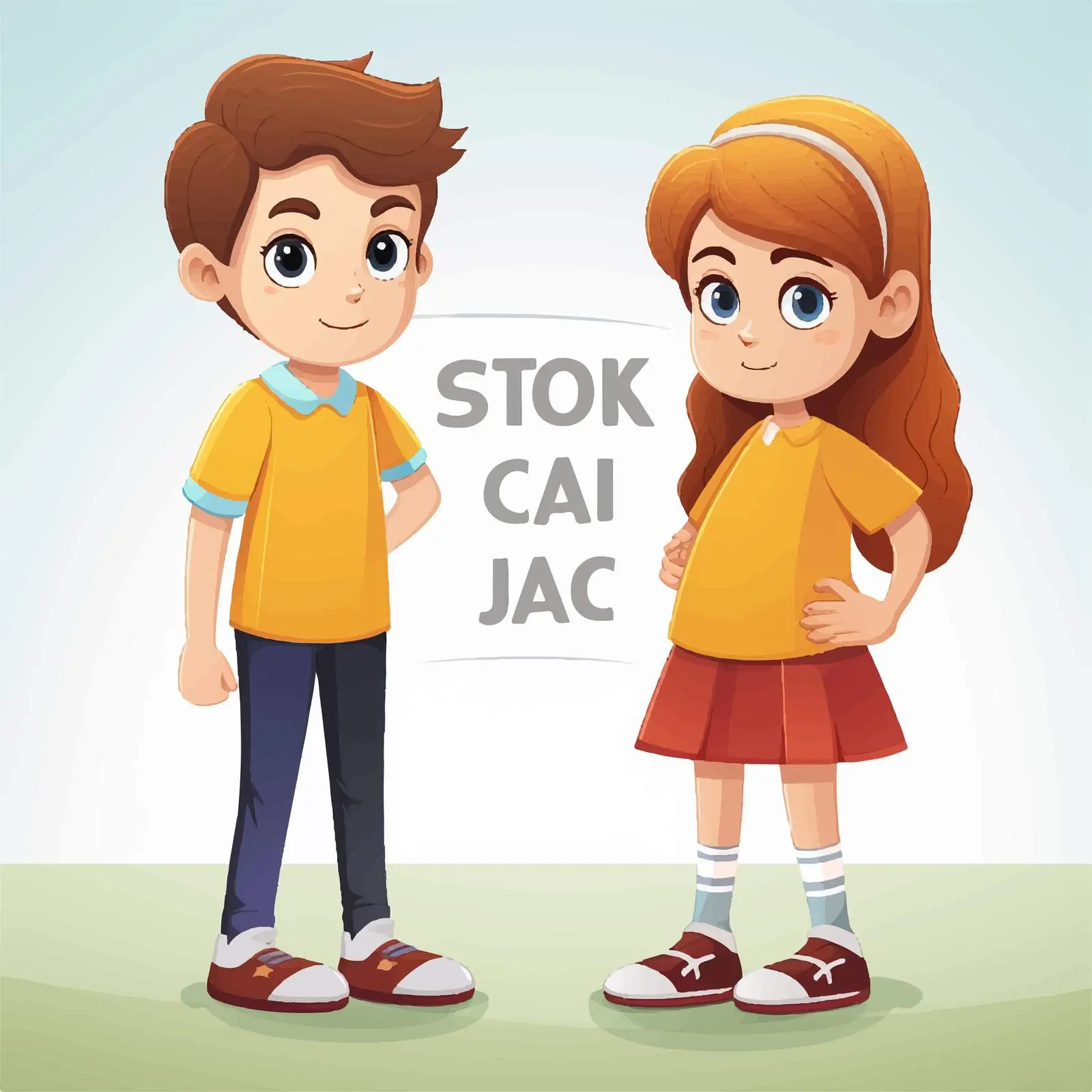 Two Kids Cartoon Characters Embracing Together — free download from Dotvec