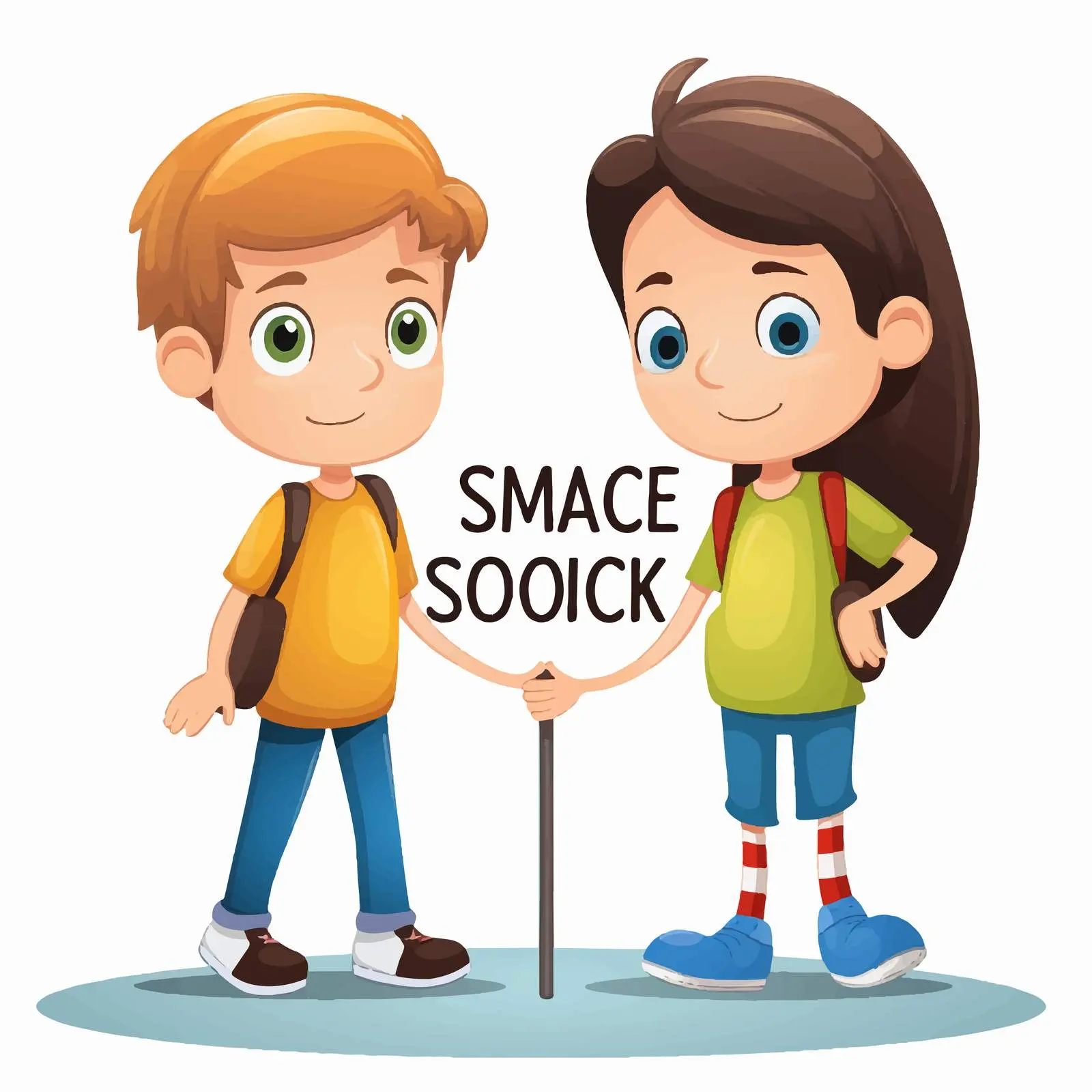 Cartoon Kids Characters Breaking Social Distance Norms — free download from Dotvec