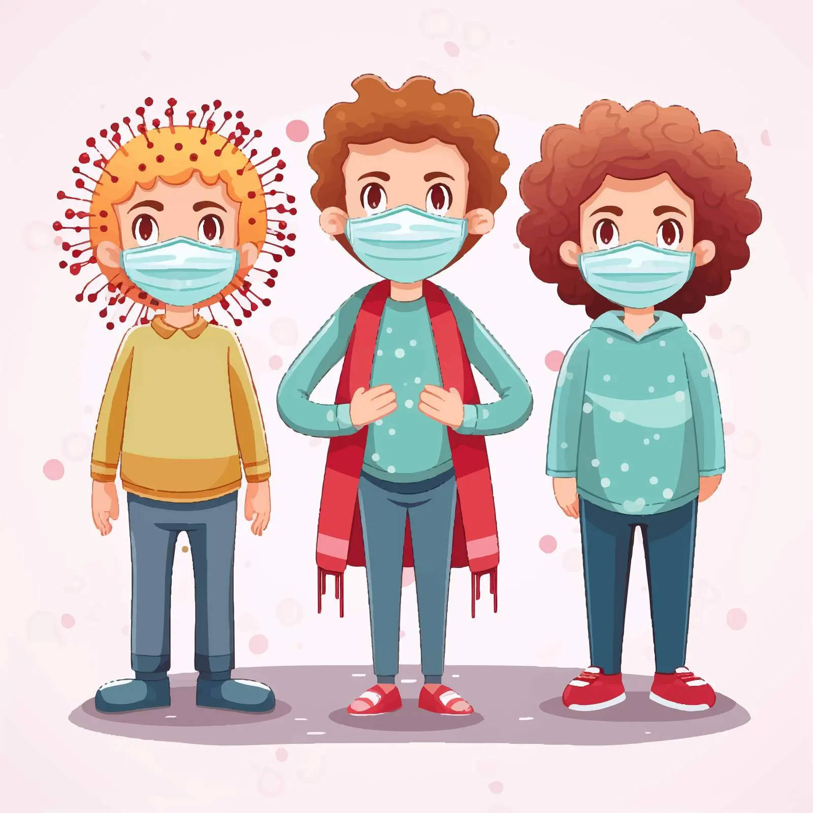 Cartoon Kids Breaking Social Distance Guidelines – free social distance image from Dotvec