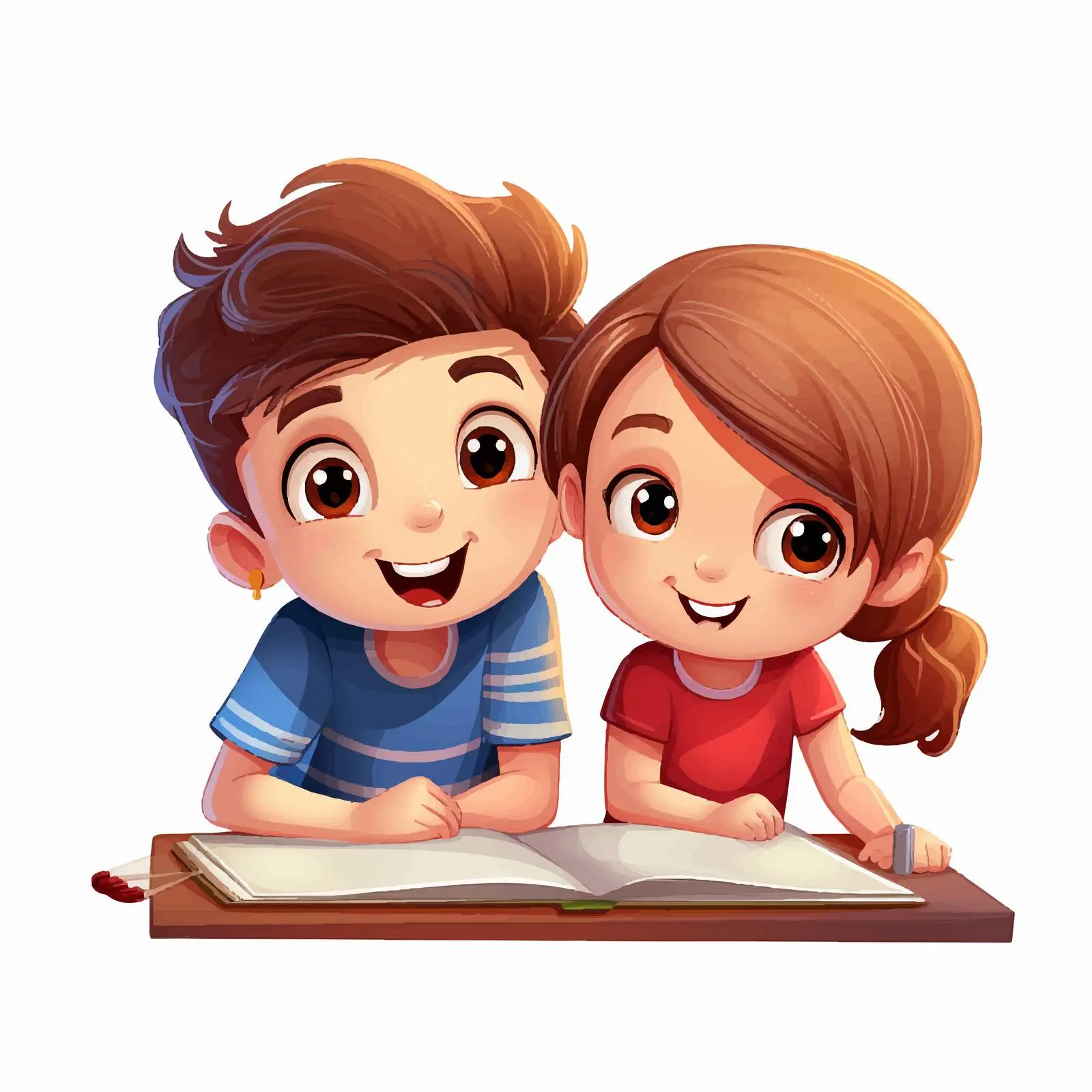 Cartoon Kids Homework in Living Room Vectors — free download from Dotvec