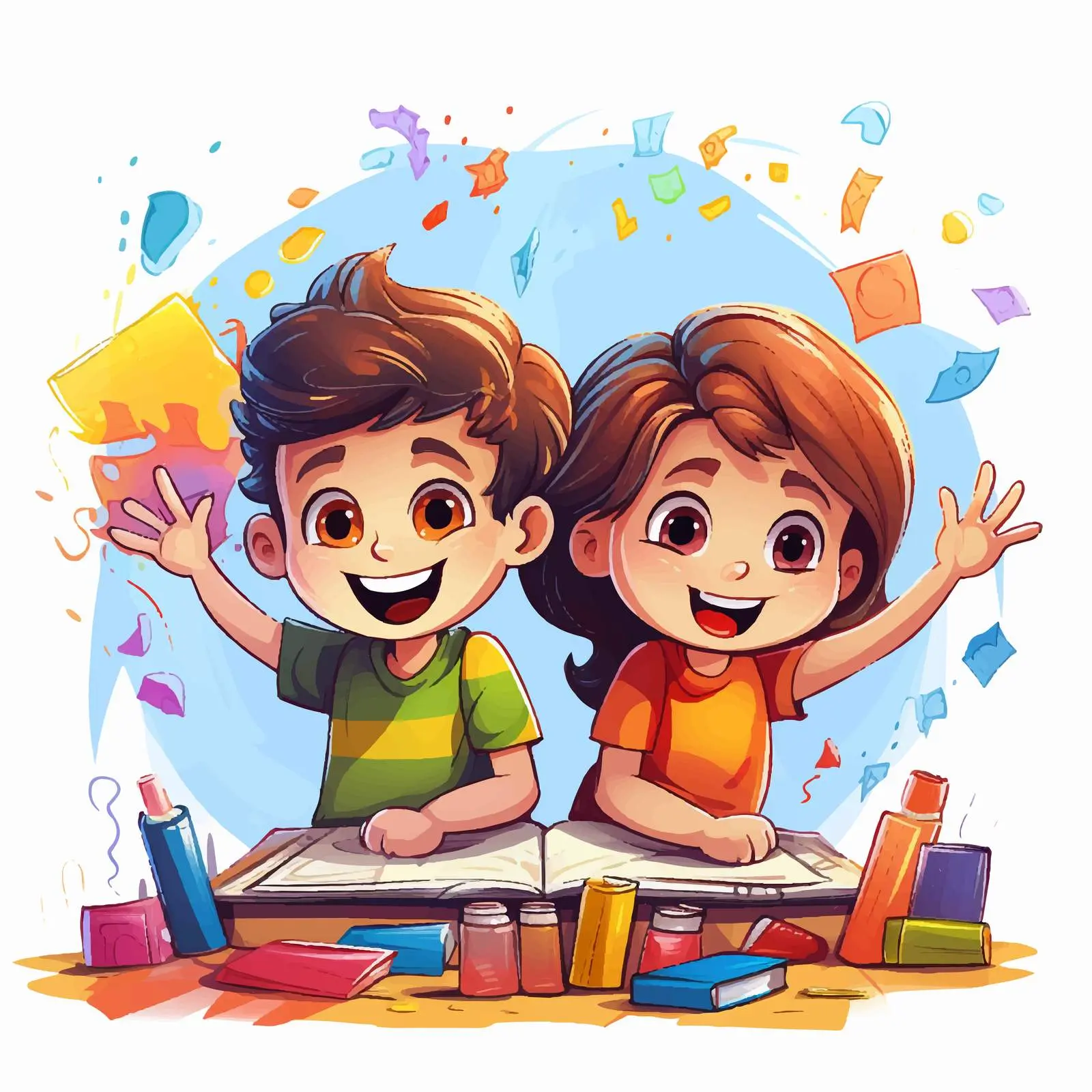 Kids Playing in Vibrant Classroom Vector — free download from Dotvec