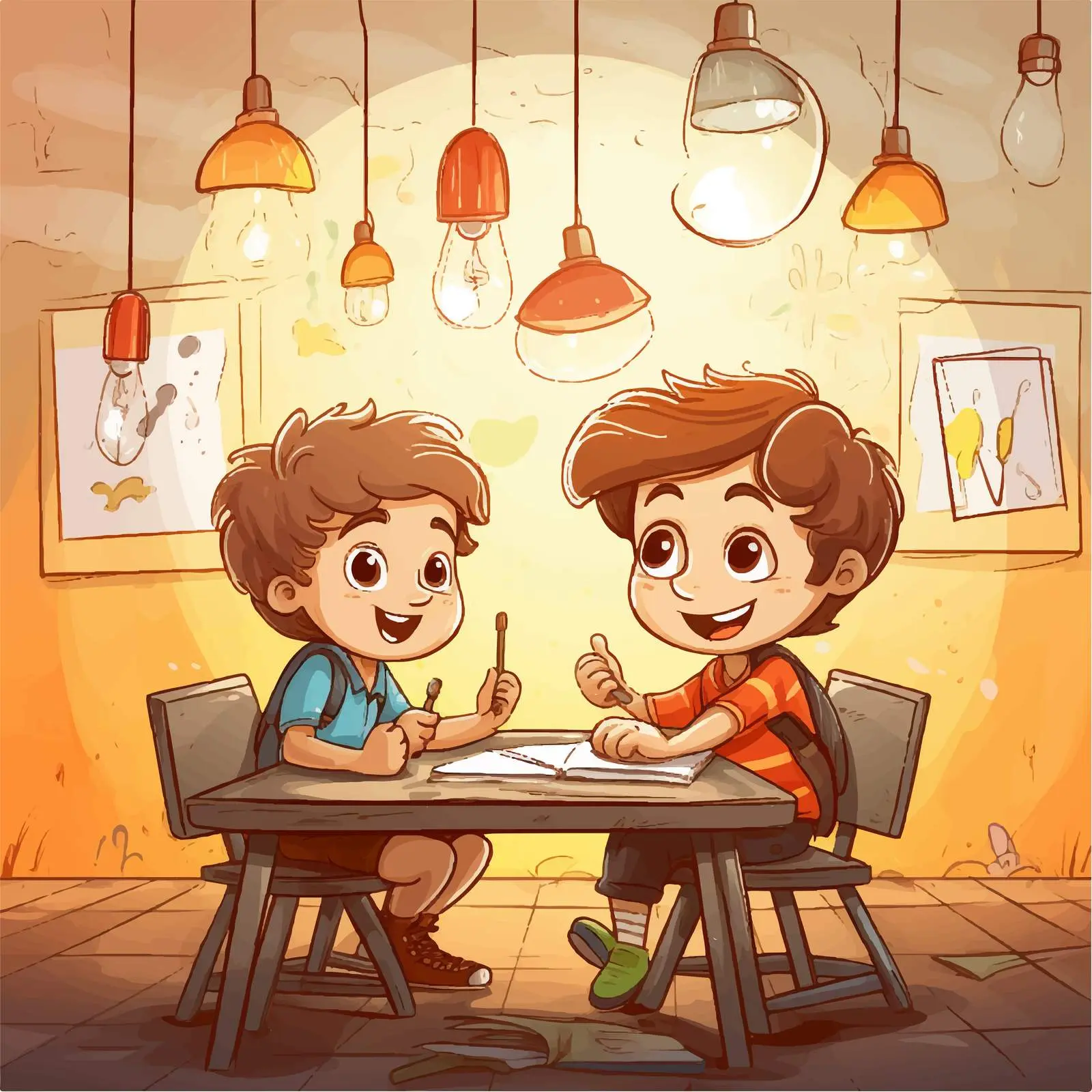 Children Playing in a Colorful Classroom — free download from Dotvec