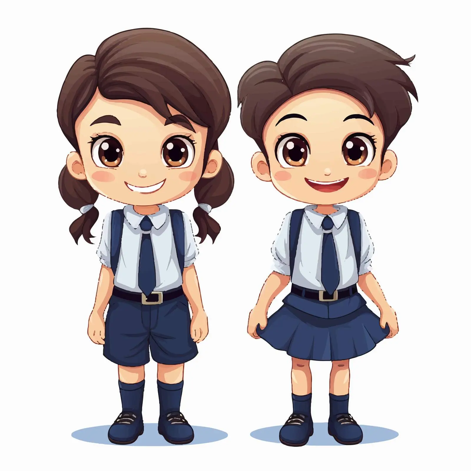 Happy Kids in School Uniforms Vector Illustration – free uniforms image from Dotvec