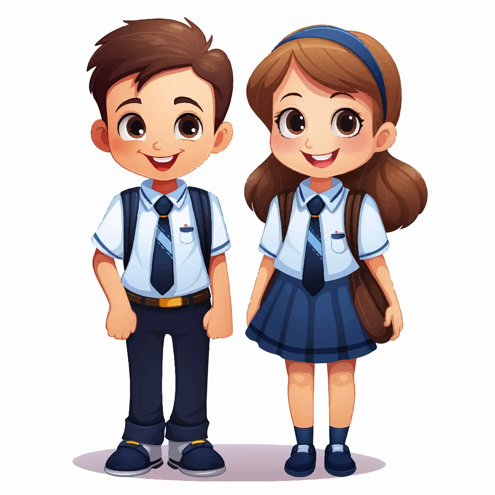 Happy Kids in School Uniforms Vector Illustration – free uniforms image from Dotvec