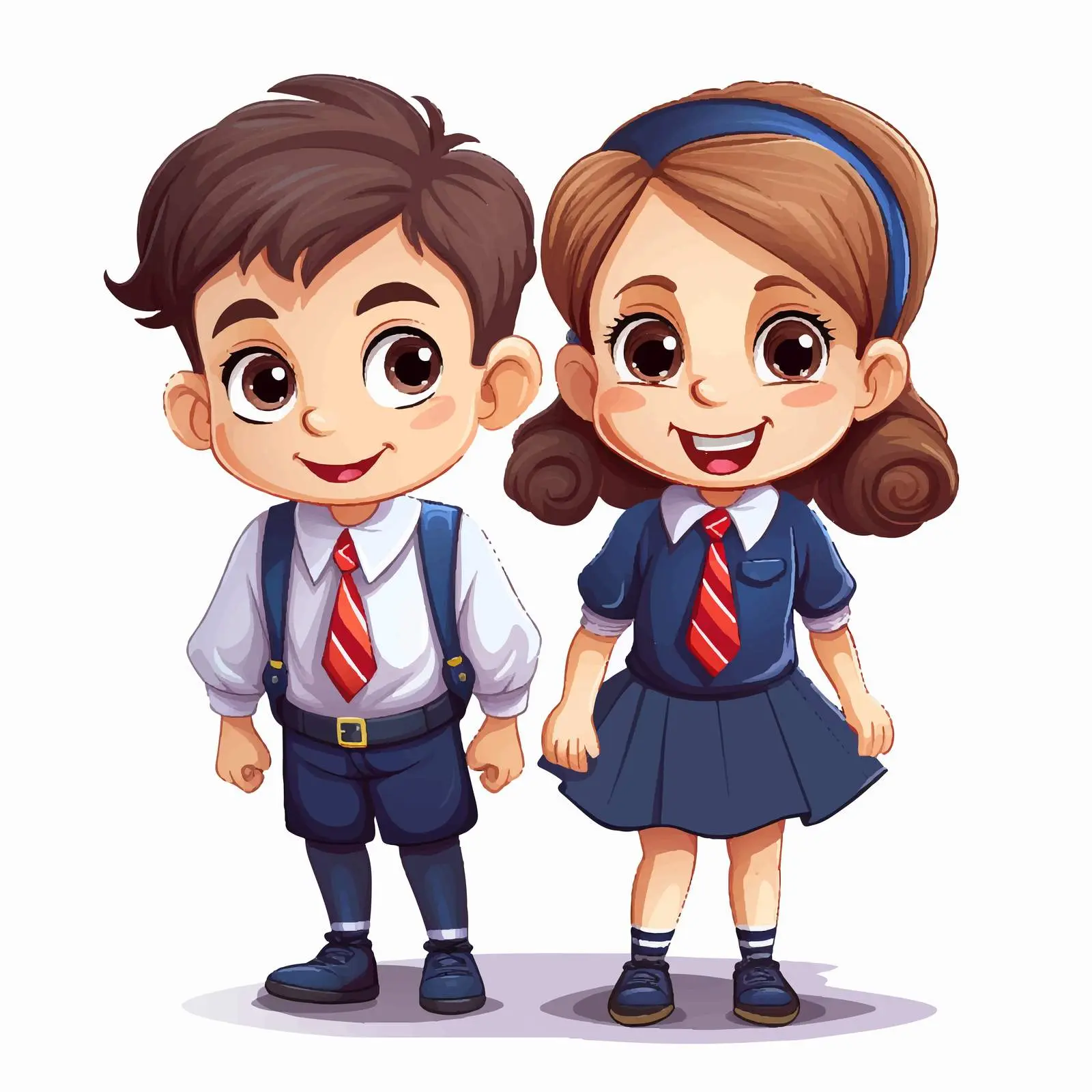 Kids in School Uniforms Smiling Vector Illustration – free uniforms image from Dotvec