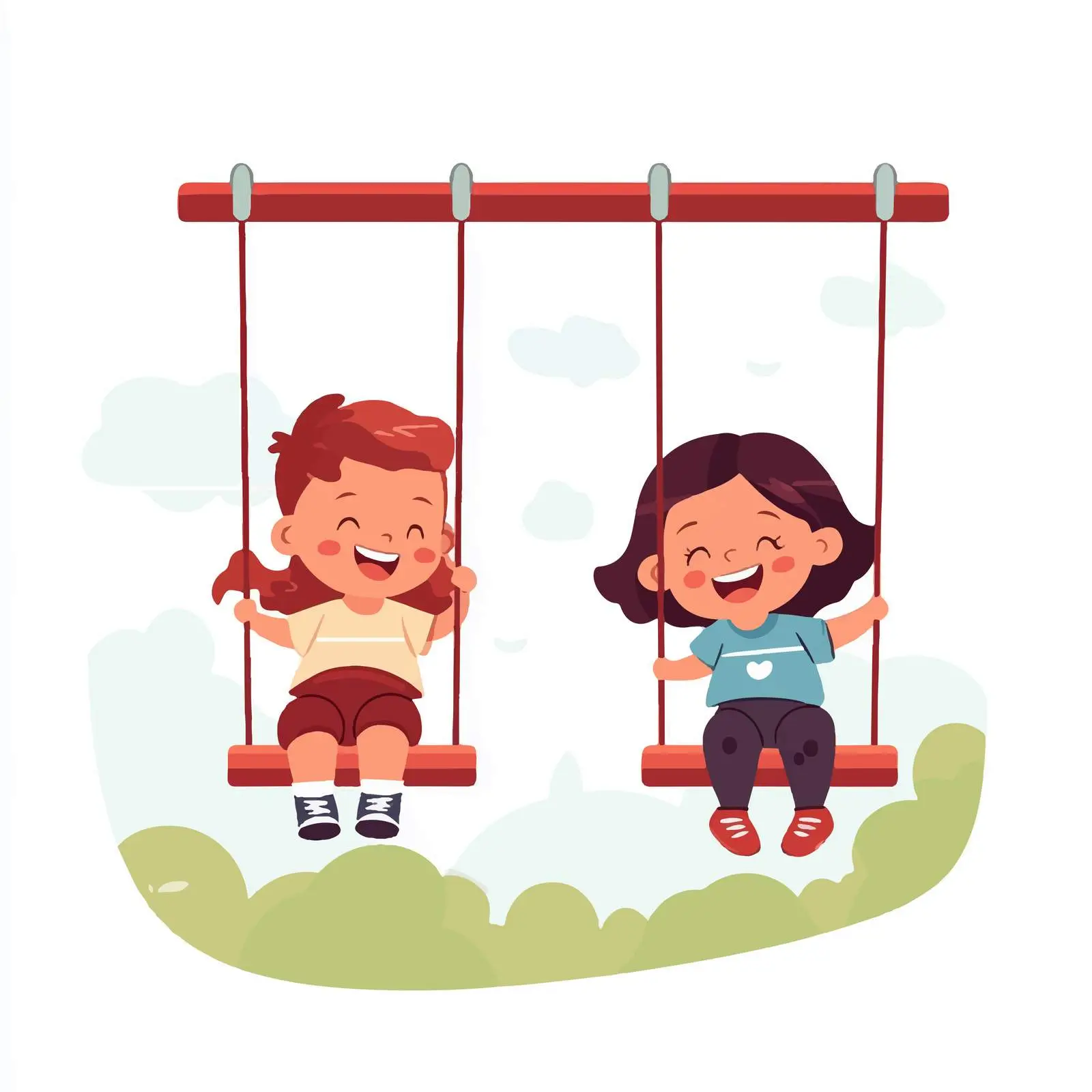 Kids Swinging Joyfully in Outdoor Fun — free download from Dotvec