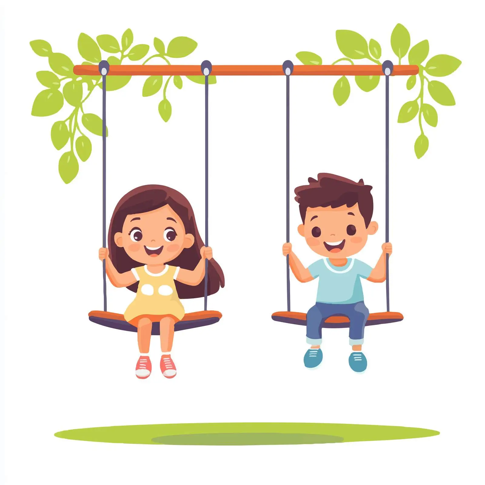 Happy Kids Swinging Outdoors — free download from Dotvec