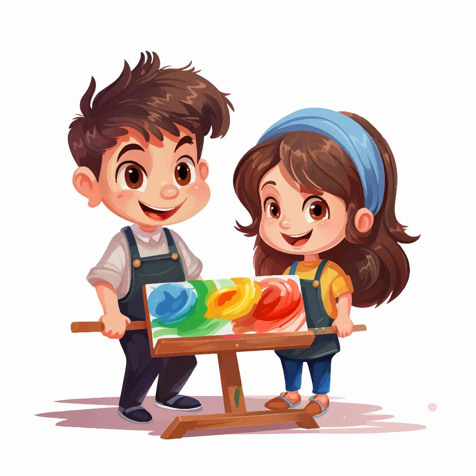 Kids Painting a Wooden Sign Illustration — free download from Dotvec