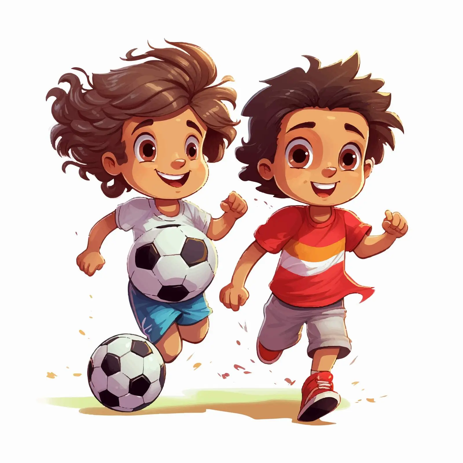 Two Kids Playing Football Cartoon Illustration — free download from Dotvec
