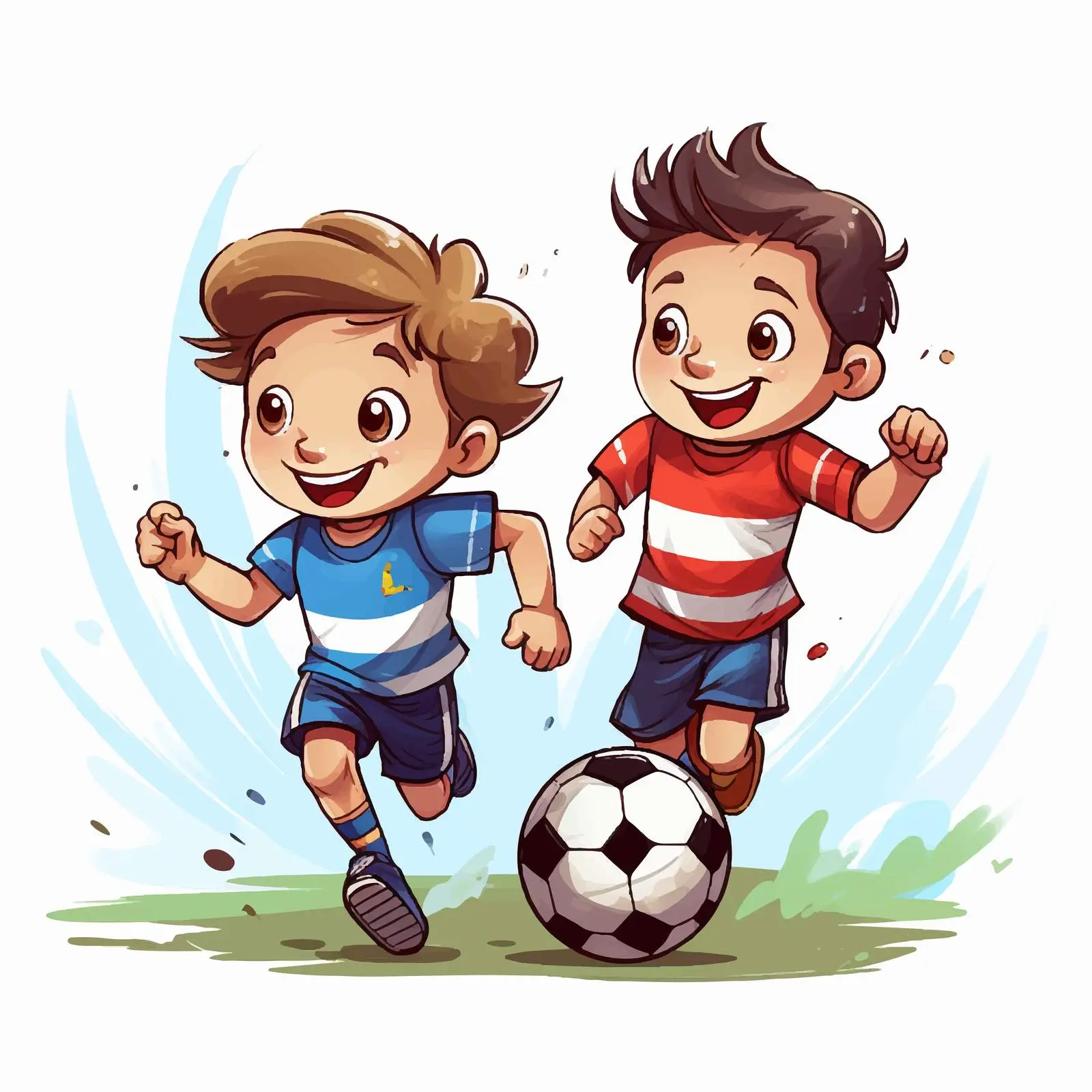Cartoon Kids Playing Football Illustration — free download from Dotvec