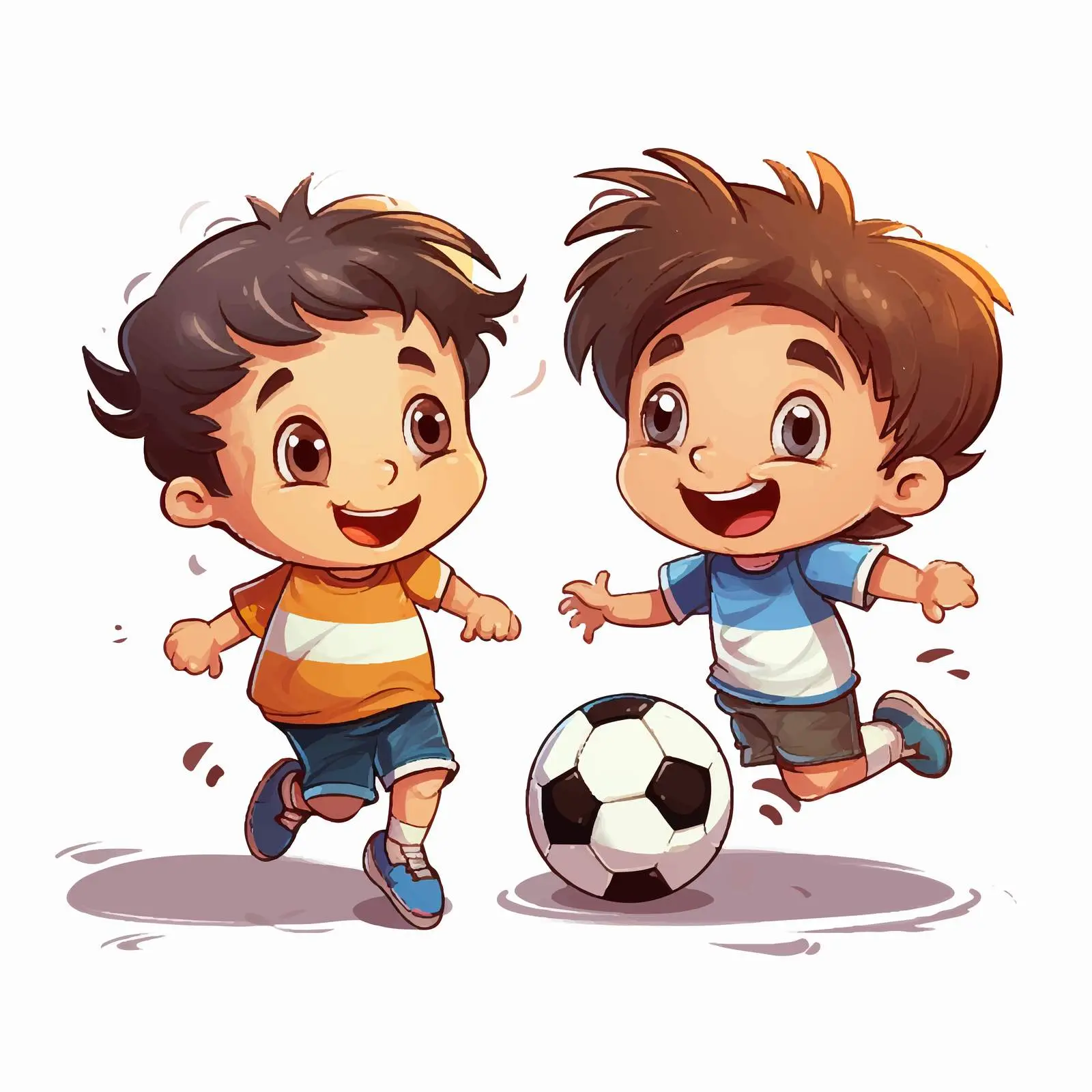 Cartoon Kids Playing Football Illustration — free download from Dotvec