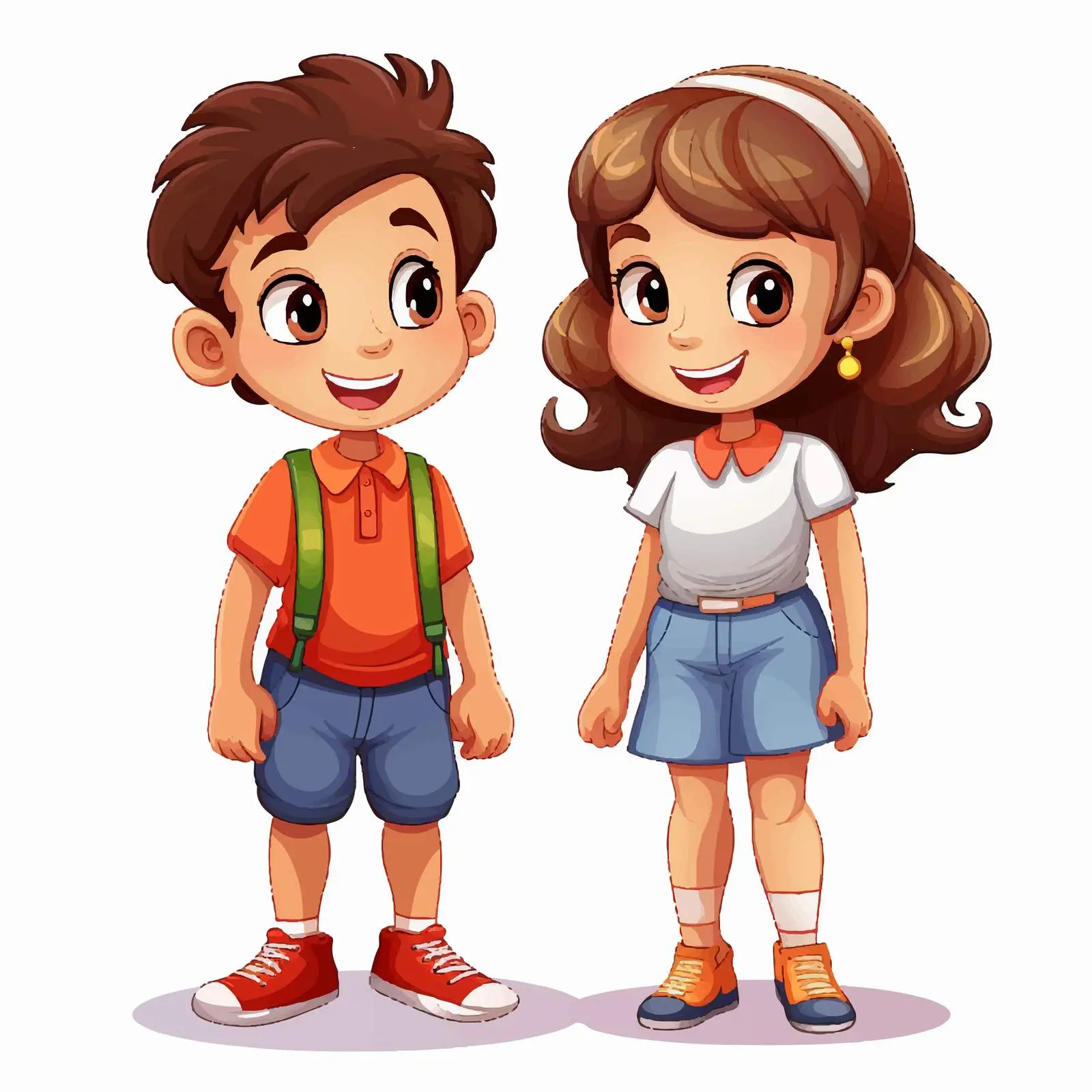 Two Kids Smiling Side by Side Vector Art — free download from Dotvec