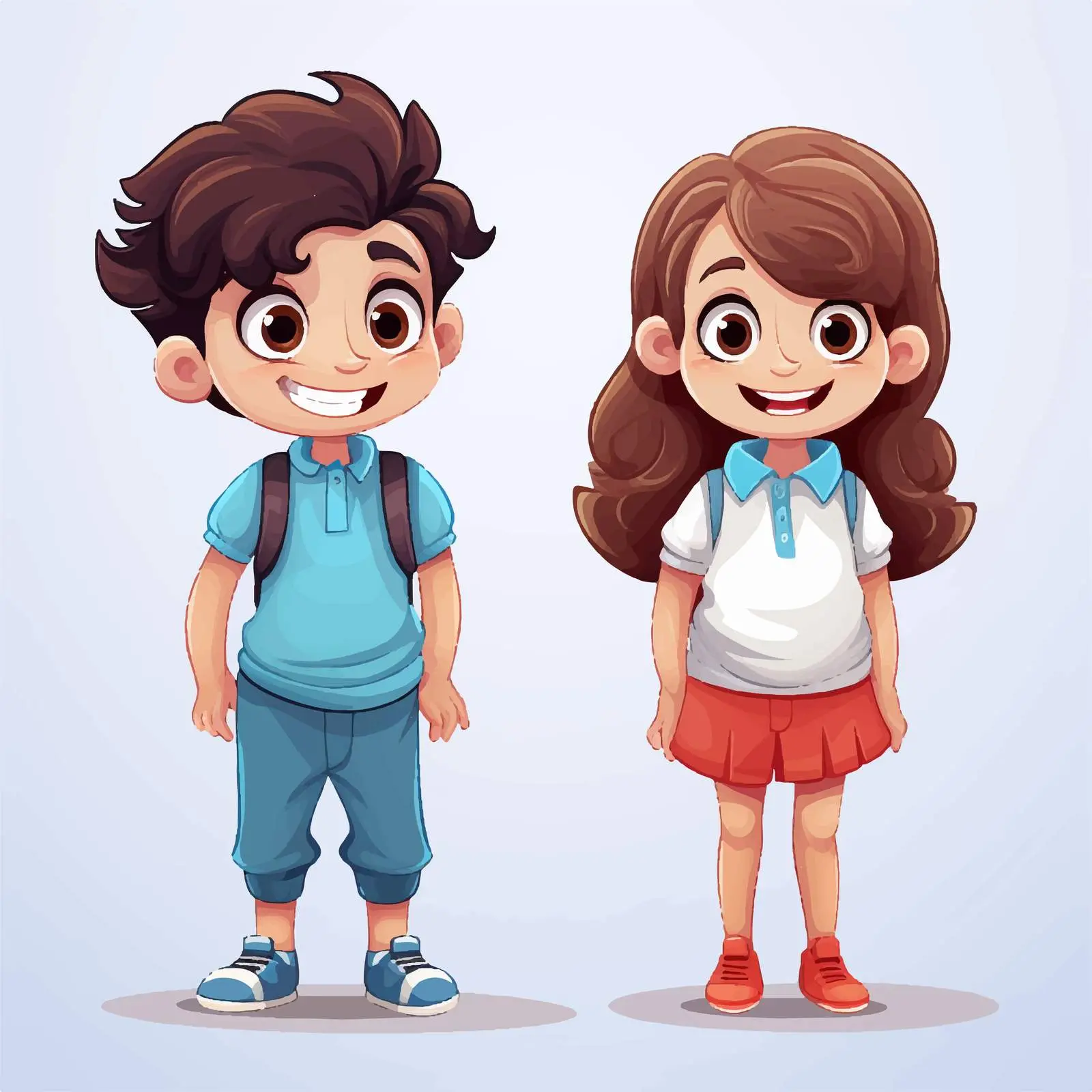 Two Kids Smiling Together Vector Illustration — free download from Dotvec