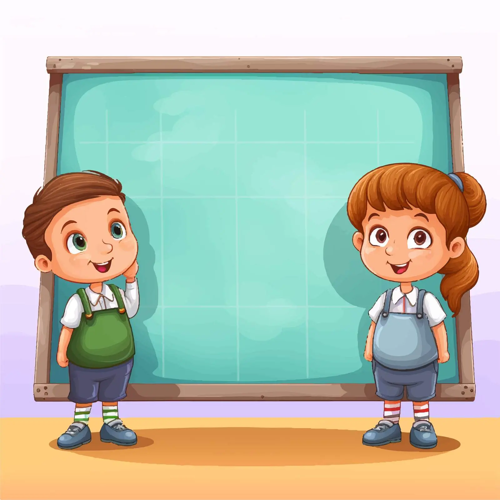 Kids in Front of Chalkboard Illustration — free download from Dotvec