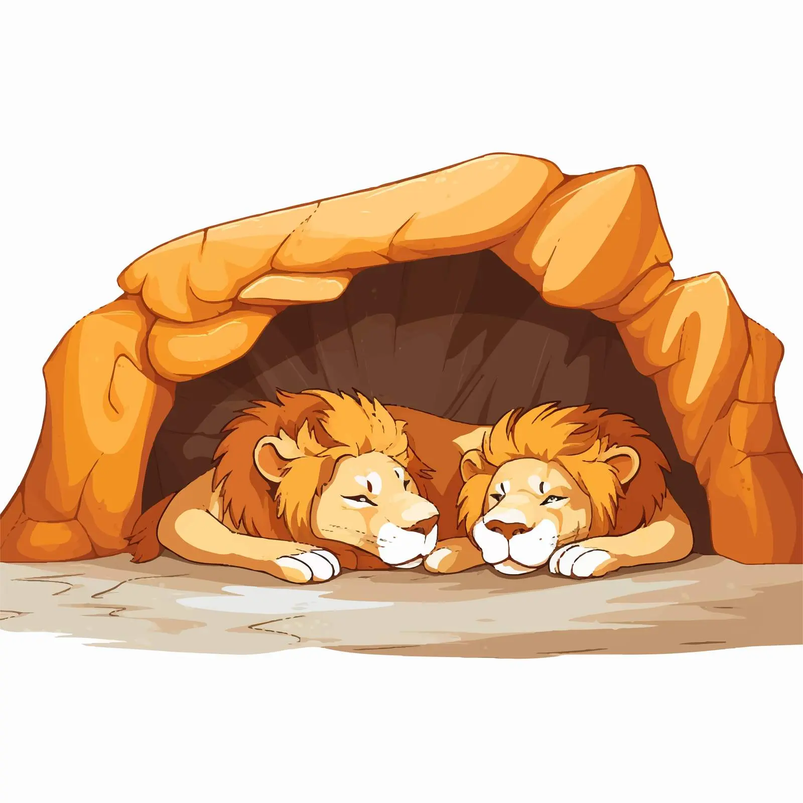 Lions Sleeping in a Cave Vector Illustration — free download from Dotvec
