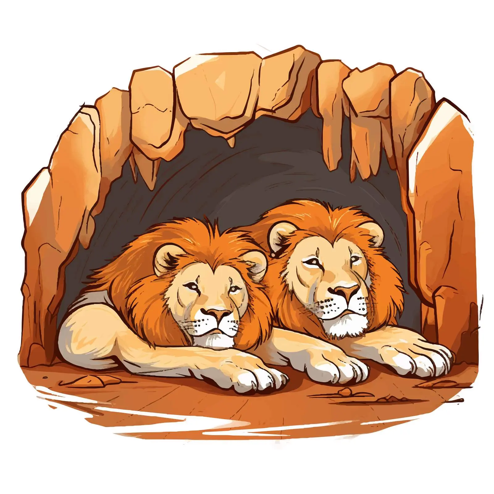 Lions Sleeping in Cave Illustration Vector — free download from Dotvec
