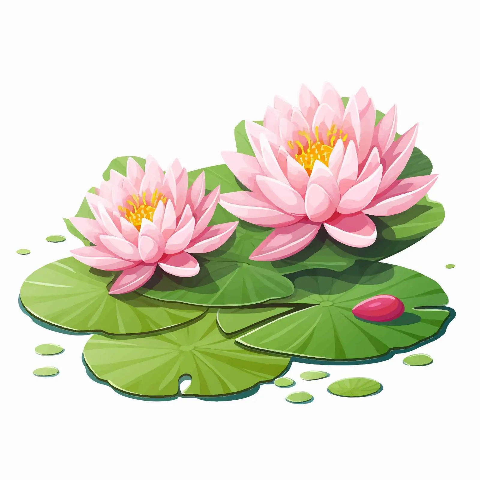 Lotus Flowers and Leaves on Water Illustration — free download from Dotvec