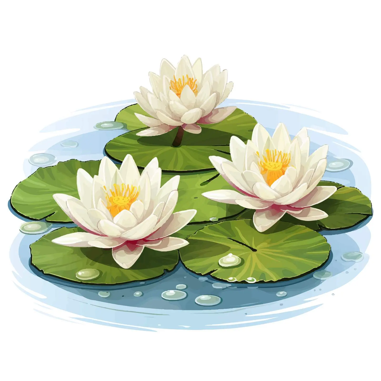 Lotus Flowers and Leaves on Water Illustration — free download from Dotvec