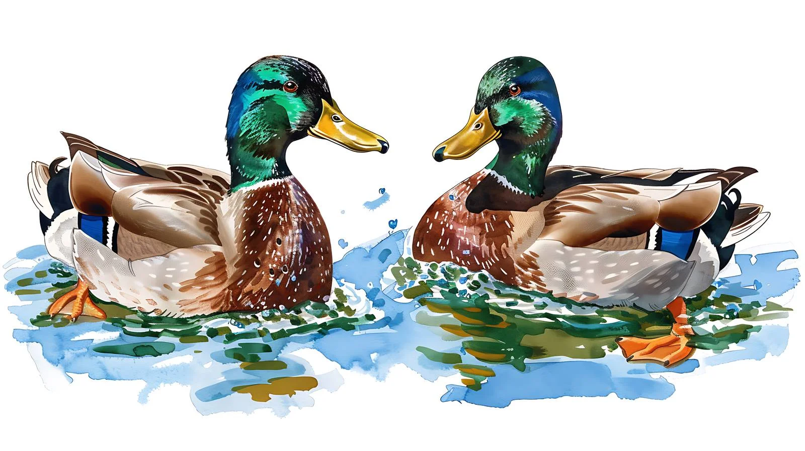 Mallard Ducks Swimming in River — free download from Dotvec