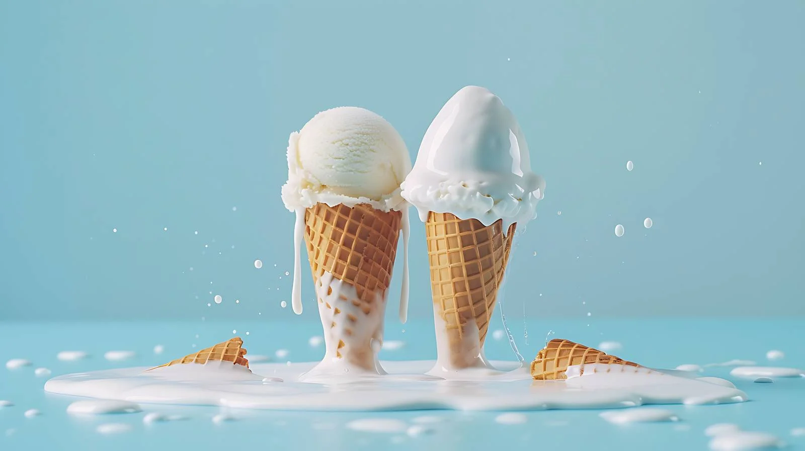 Melting Ice Cream and Cones on Pastel — free download from Dotvec