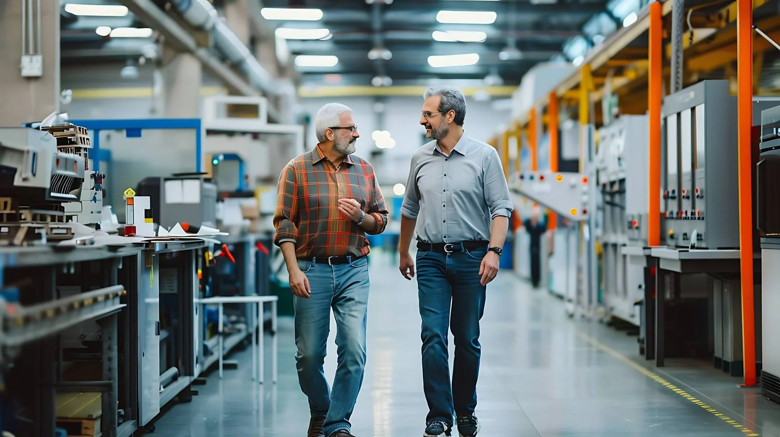 Men Conversing in Factory Setting — free download from Dotvec