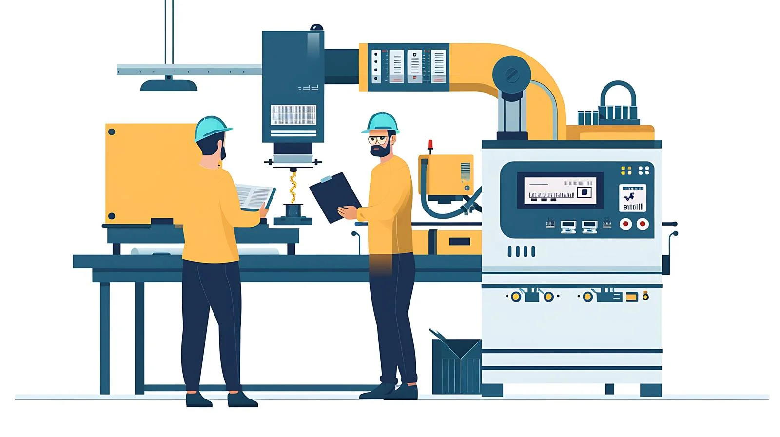 Factory Inspection Meeting with Machine — free download from Dotvec