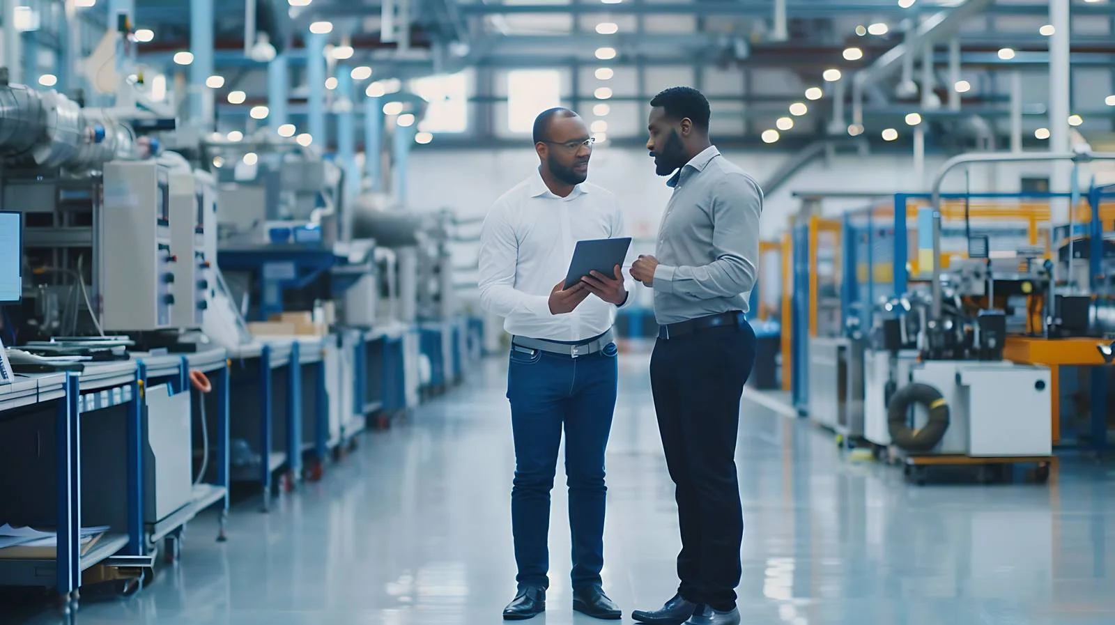 Industrial Discussion at Factory Shop Floor — free download from Dotvec