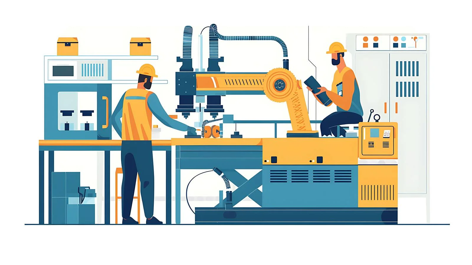 Factory Workers Operating Machinery — free download from Dotvec