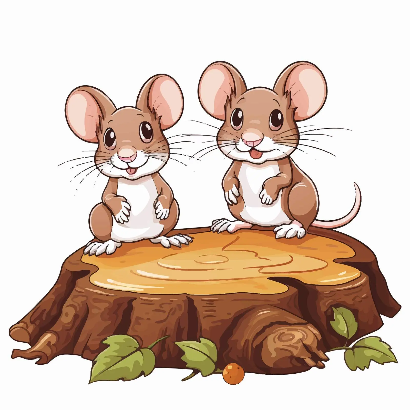 Two Mice on a Fallen Tree Vector Art — free download from Dotvec