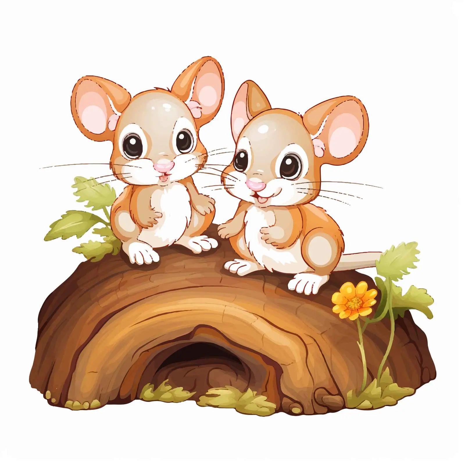 Two Mice Sitting on a Fallen Tree — free download from Dotvec