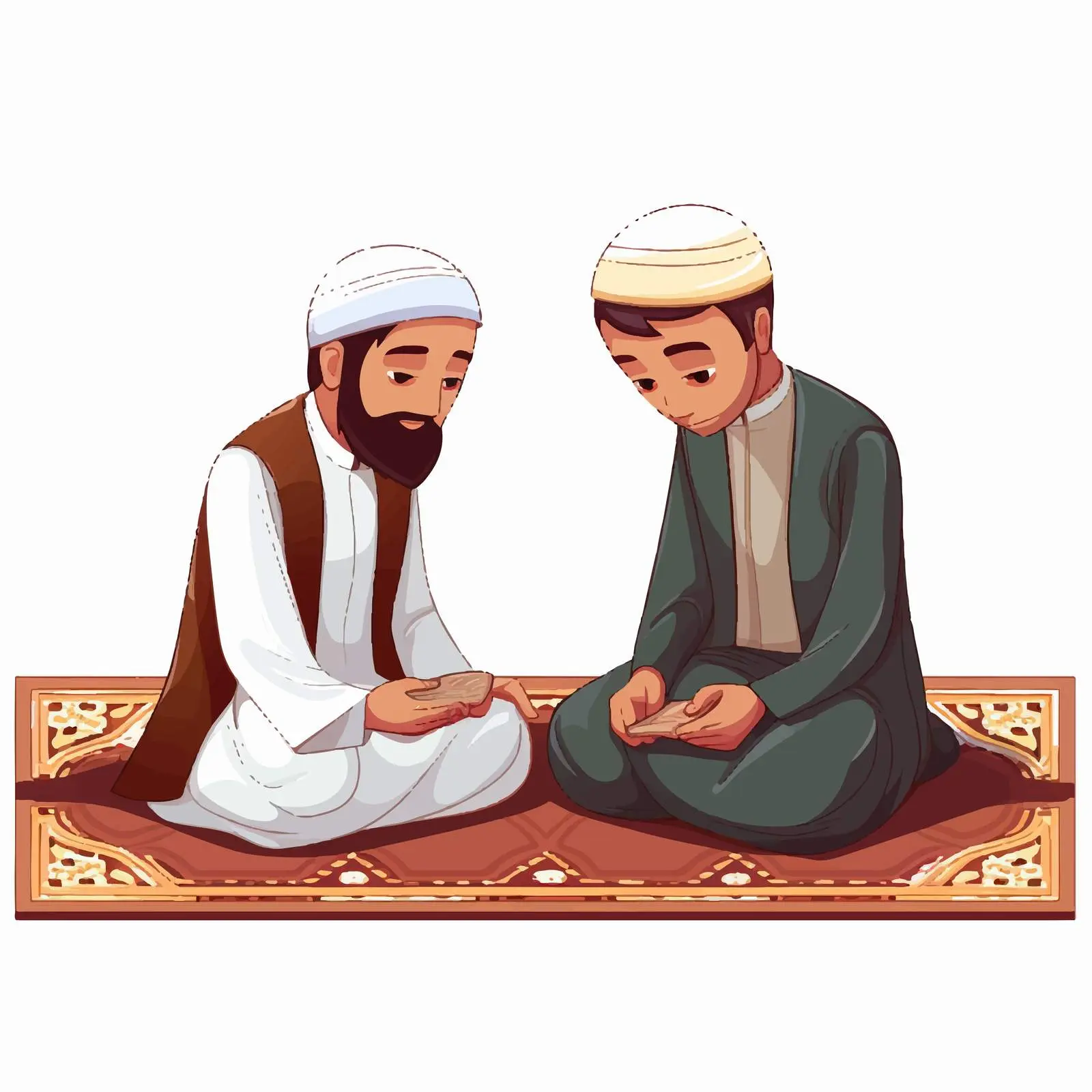 Muslims Praying on Carpet Vector Artwork — free download from Dotvec