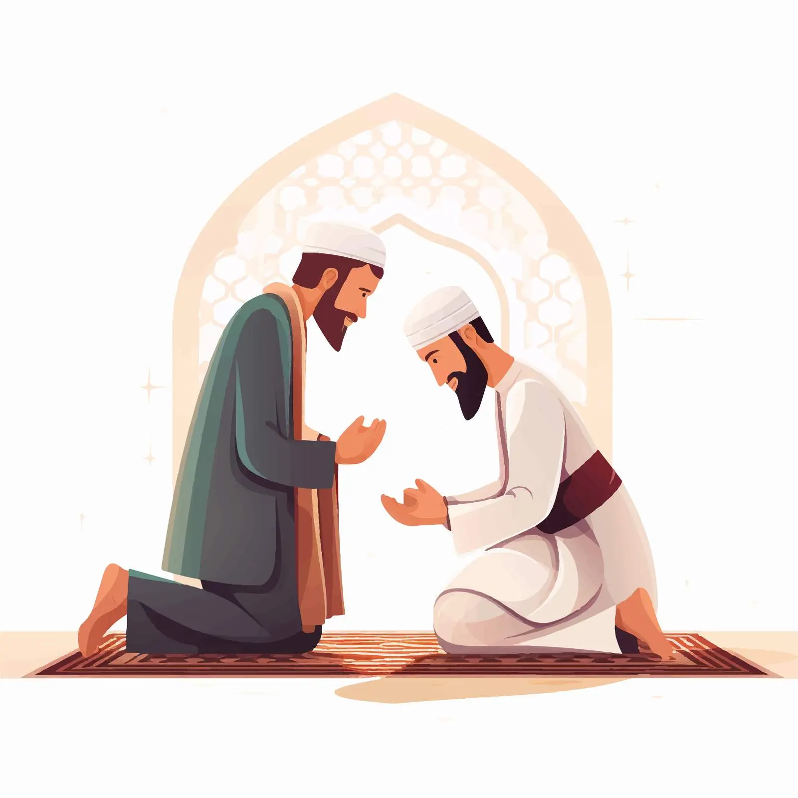 Muslims Praying Together on Carpet Vector Art — free download from Dotvec