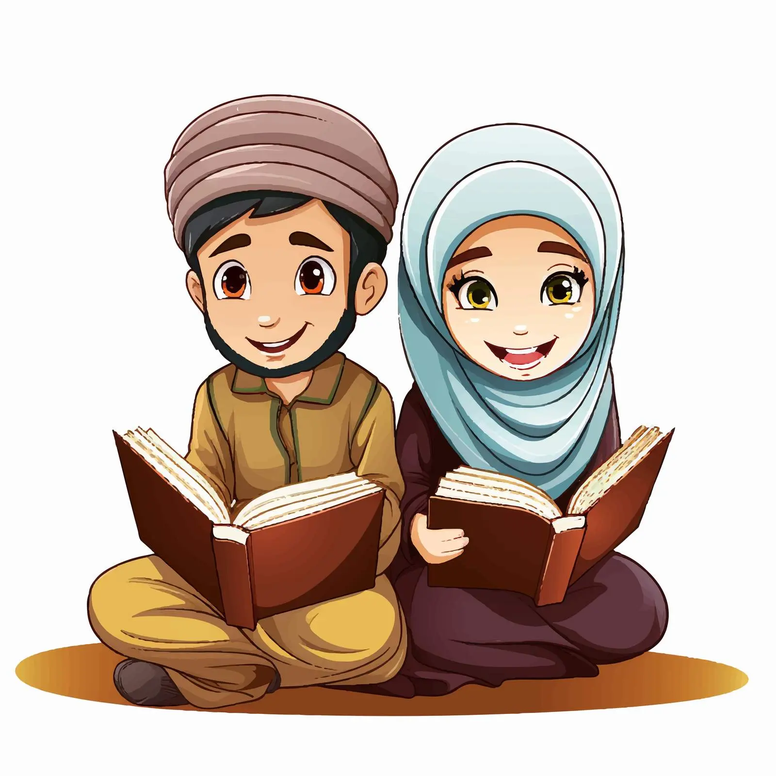 Muslims Reading Together Vector Illustration — free download from Dotvec