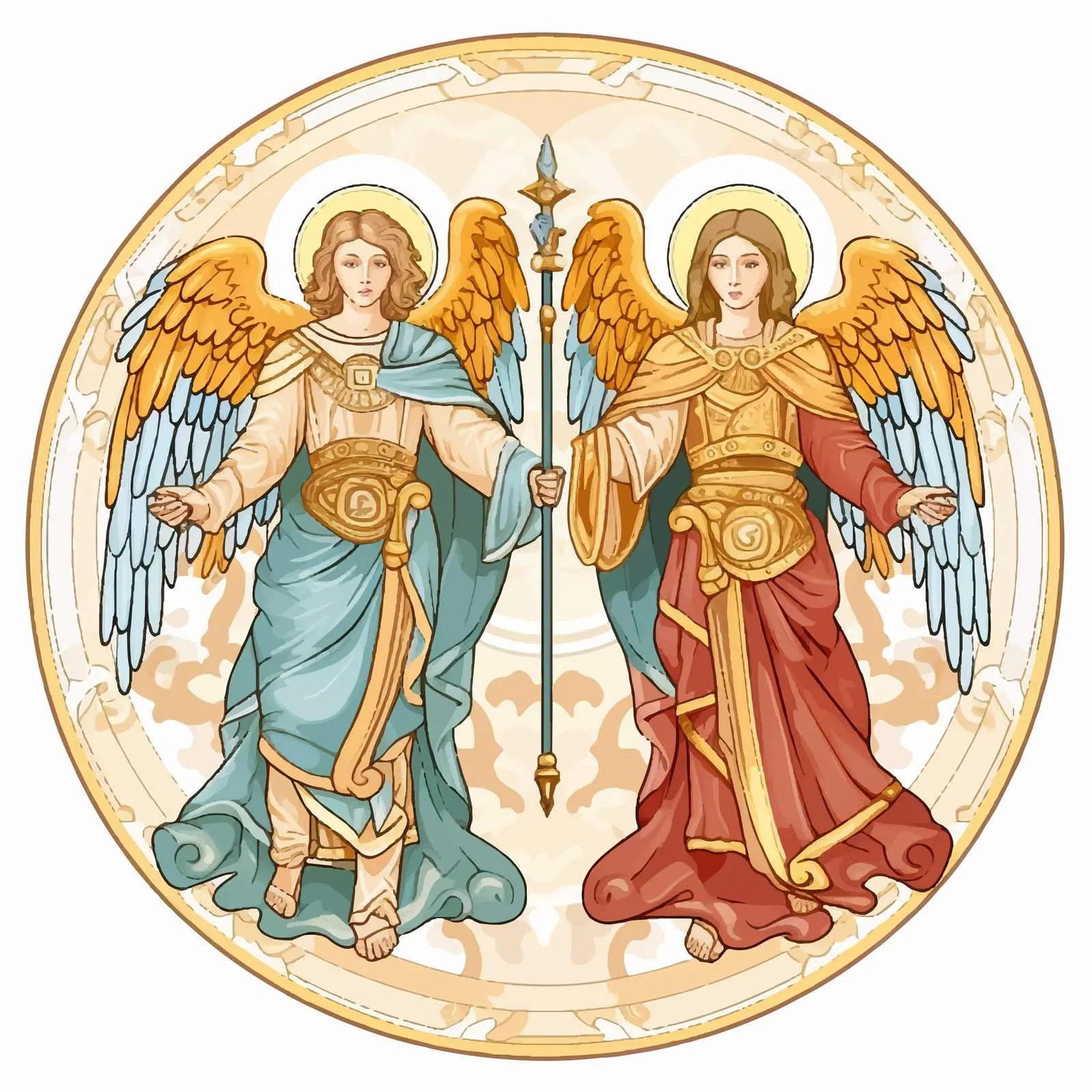 Byzantine Fresco of Two Painted Archangels — free download from Dotvec