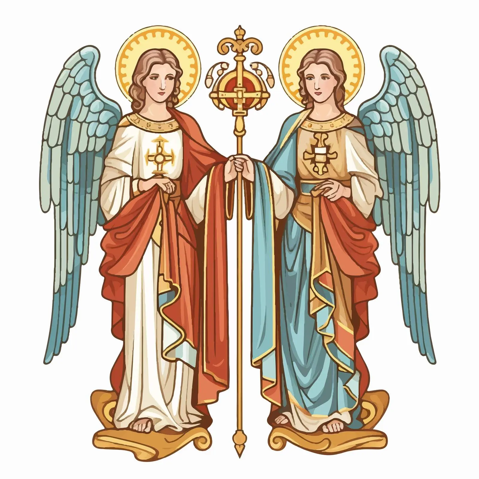 Byzantine Style Fresco of Two Archangels — free download from Dotvec