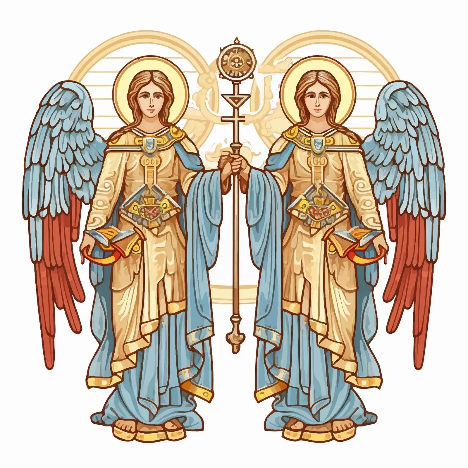 Byzantine Fresco of Two Archangels — free download from Dotvec