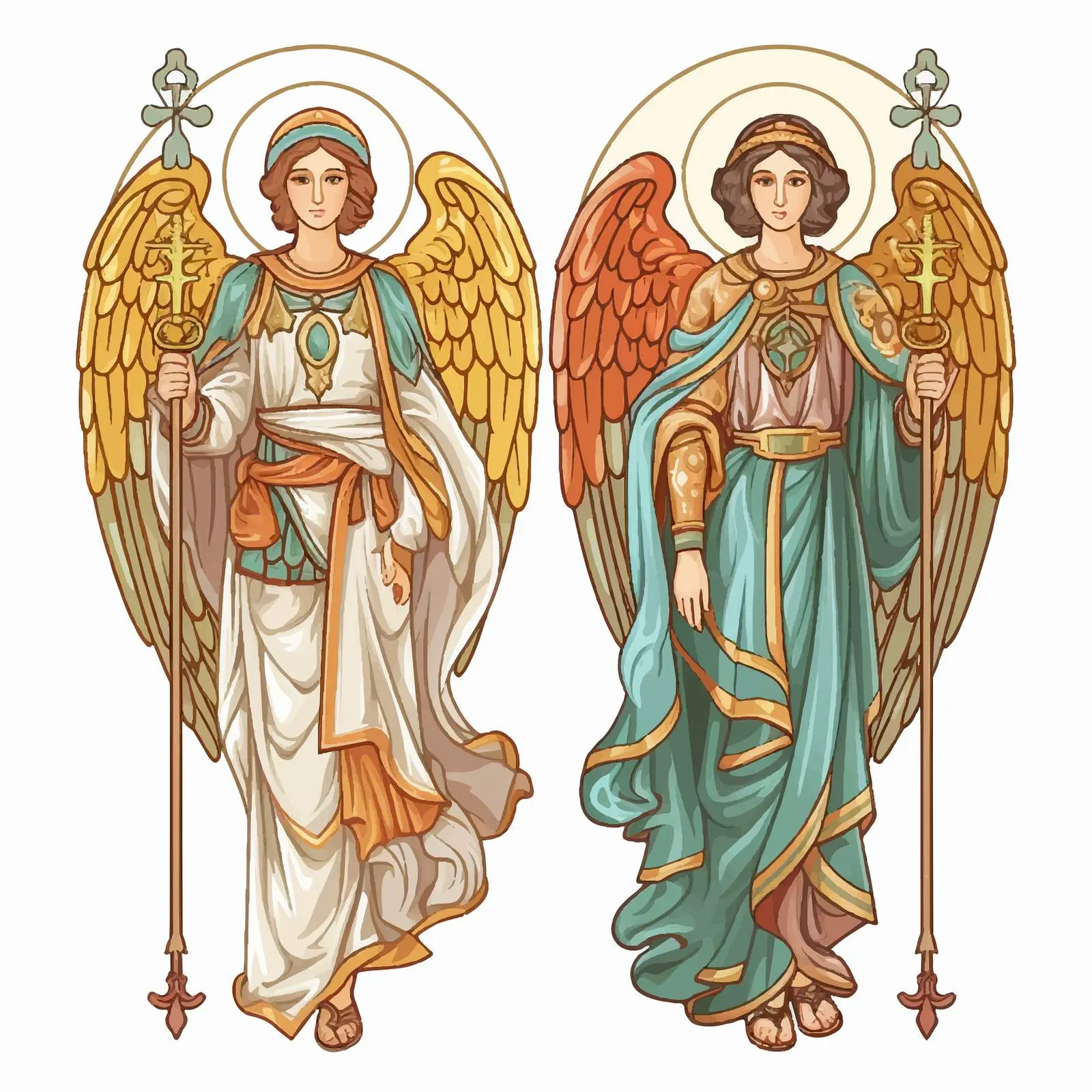 Byzantine Style Fresco of Two Archangels – free divine messengers image from Dotvec