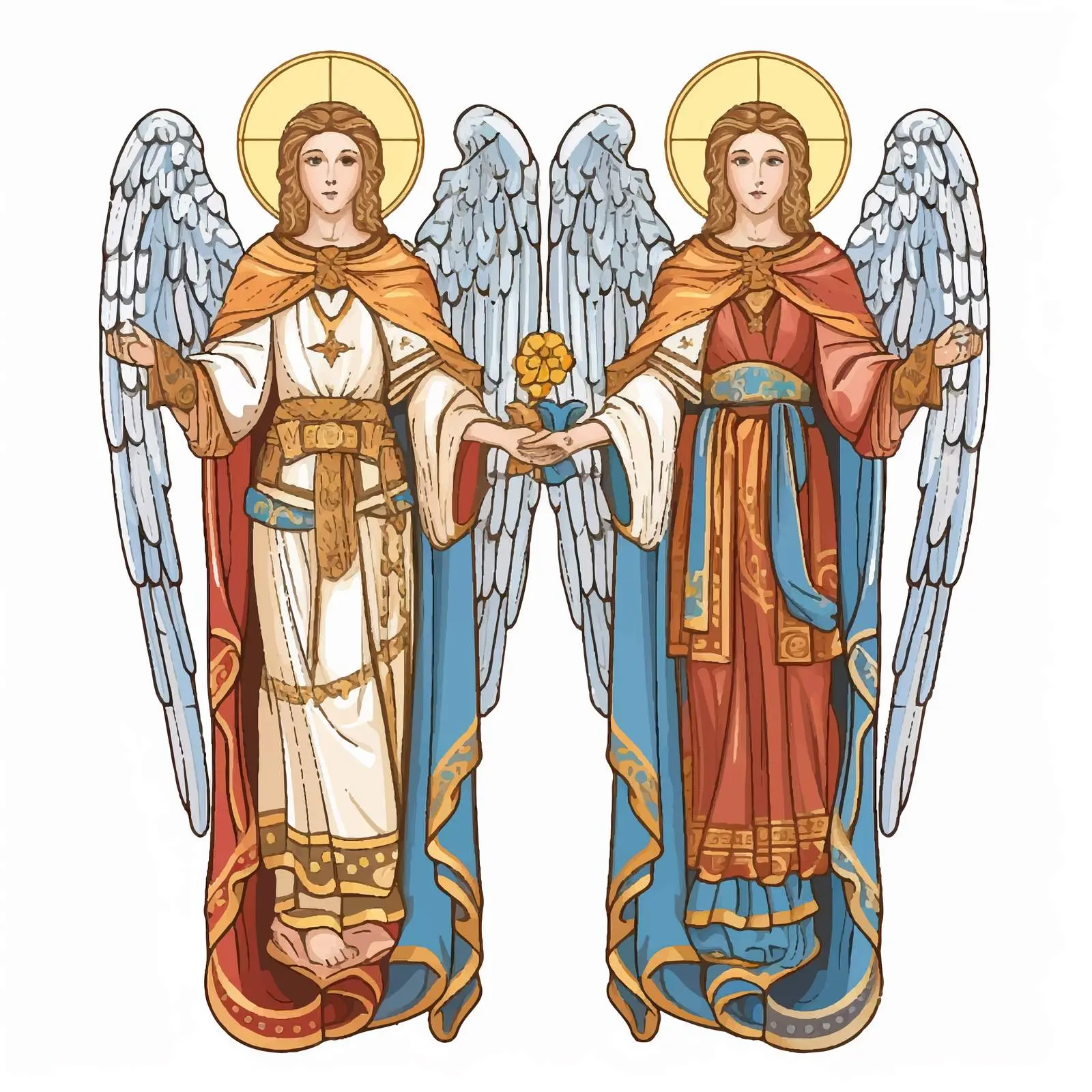 Two Painted Archangels in Elegant Attire — free download from Dotvec