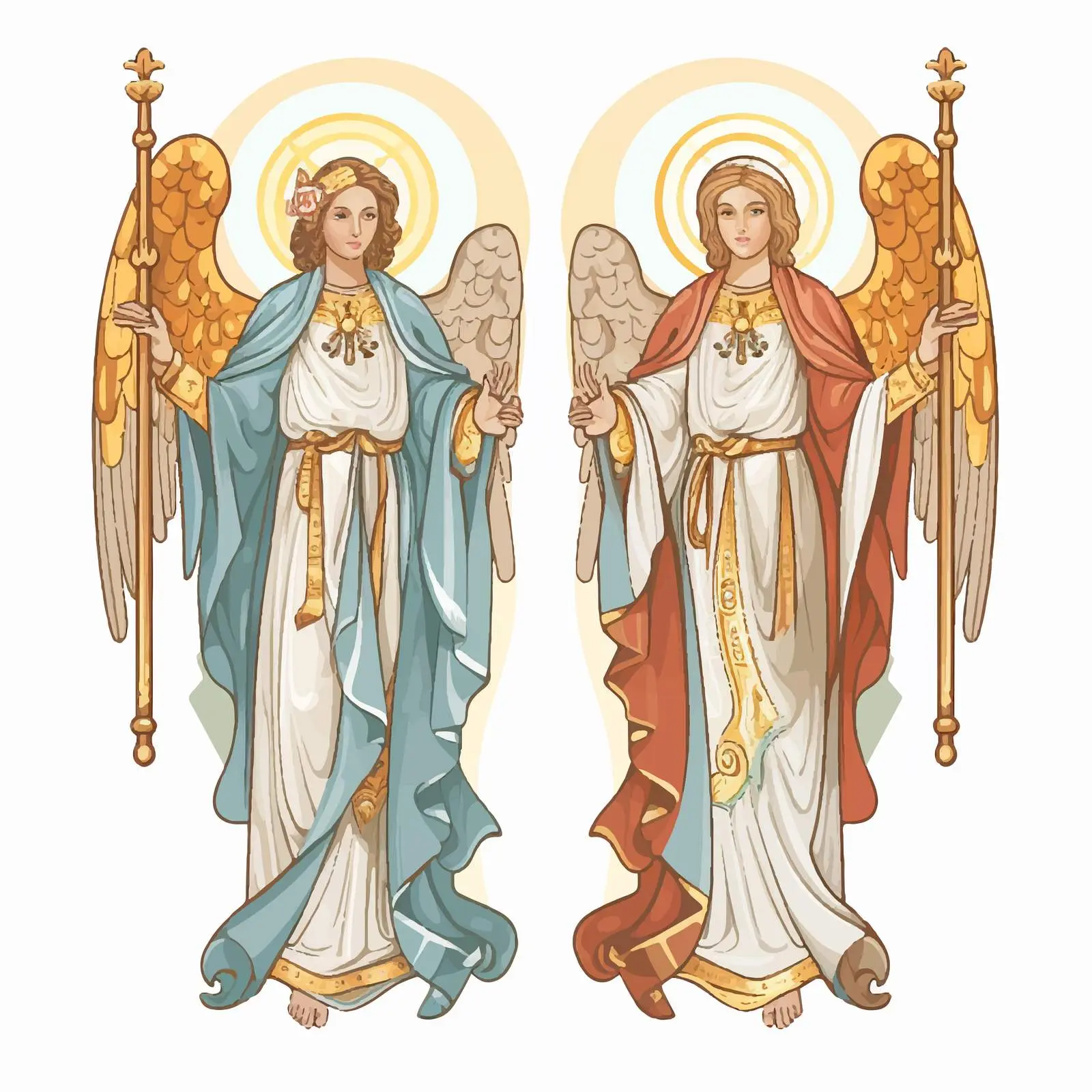 Two Painted Archangels in Regal Clothing — free download from Dotvec