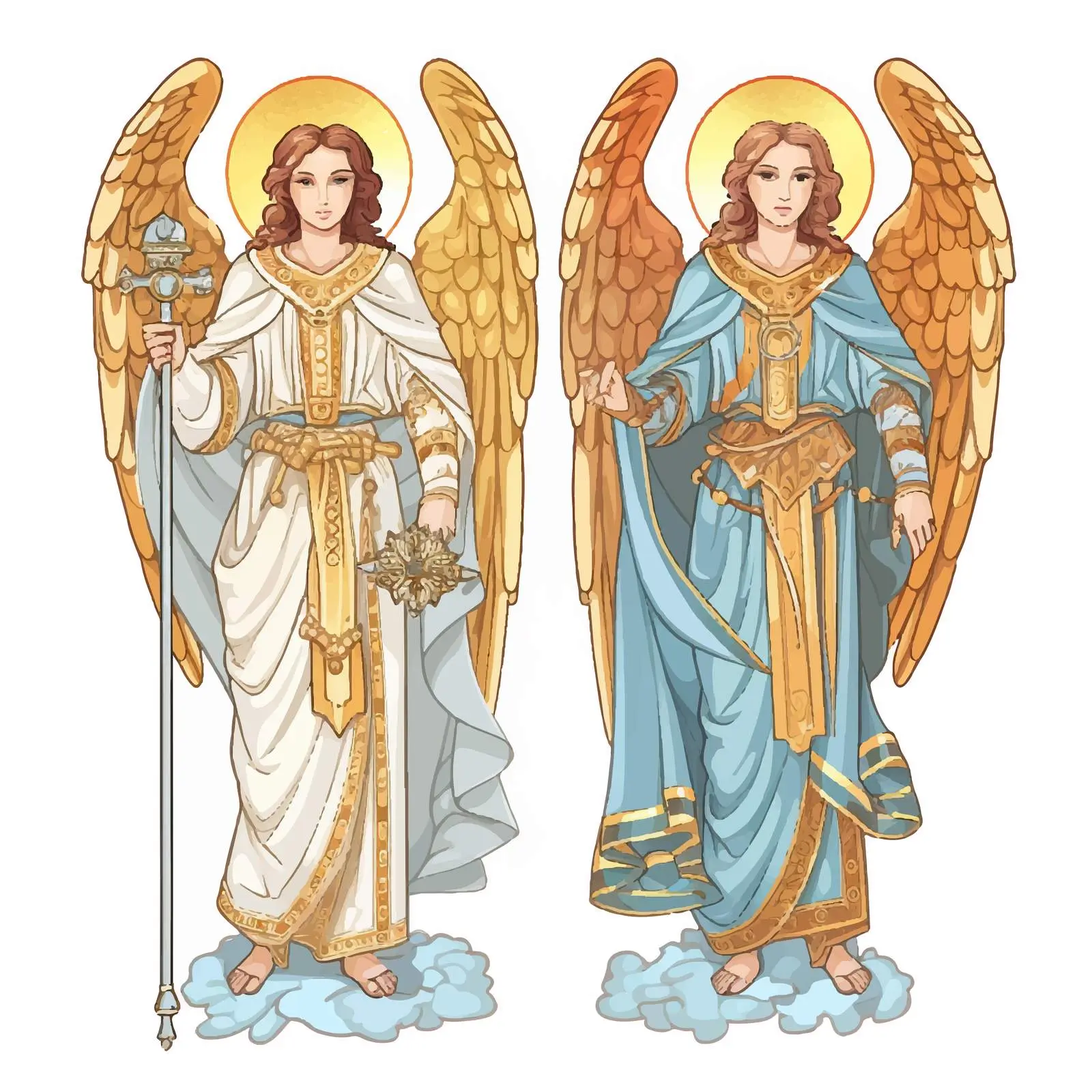 Two Painted Archangels in Elegant Clothing — free download from Dotvec