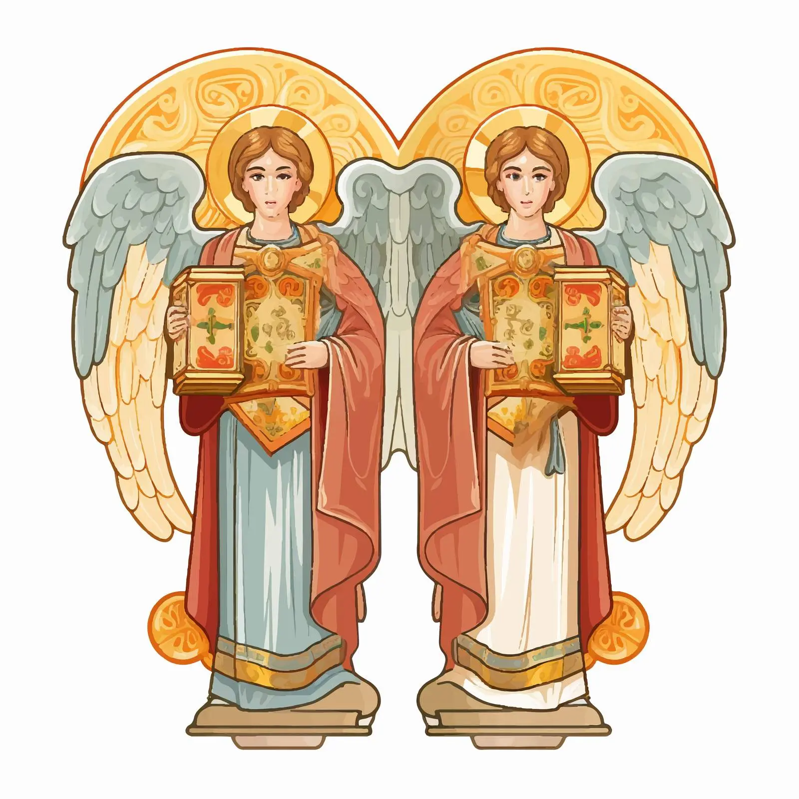 Two Pampered Archangels with Parchment Rolls – free ethereal art image from Dotvec