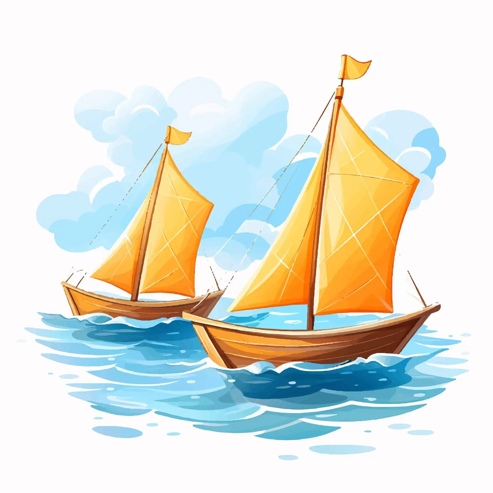Two Paper Boats Sailing at Sea Illustration — free download from Dotvec