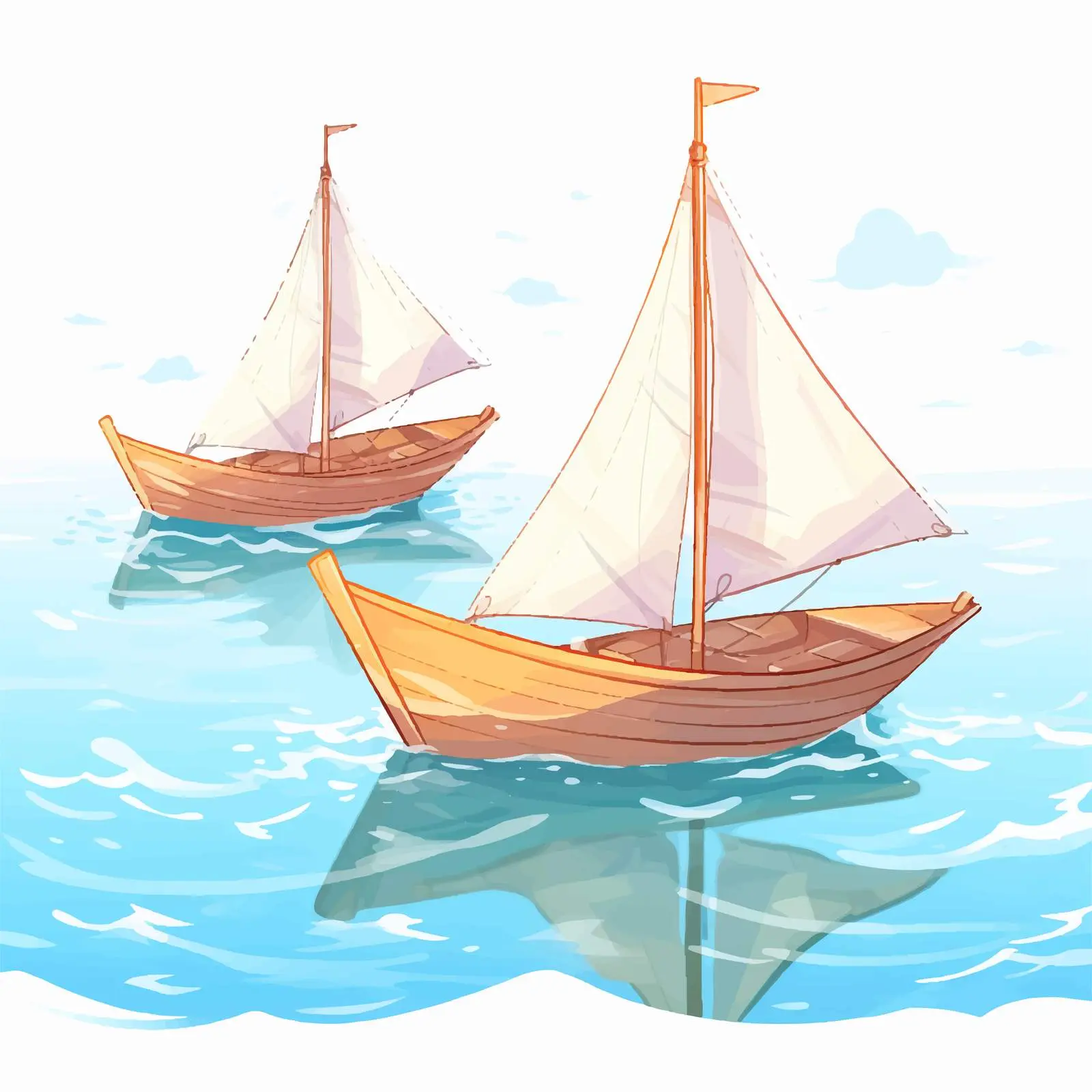 Two Paper Boats Sailing at Sea Illustration — free download from Dotvec