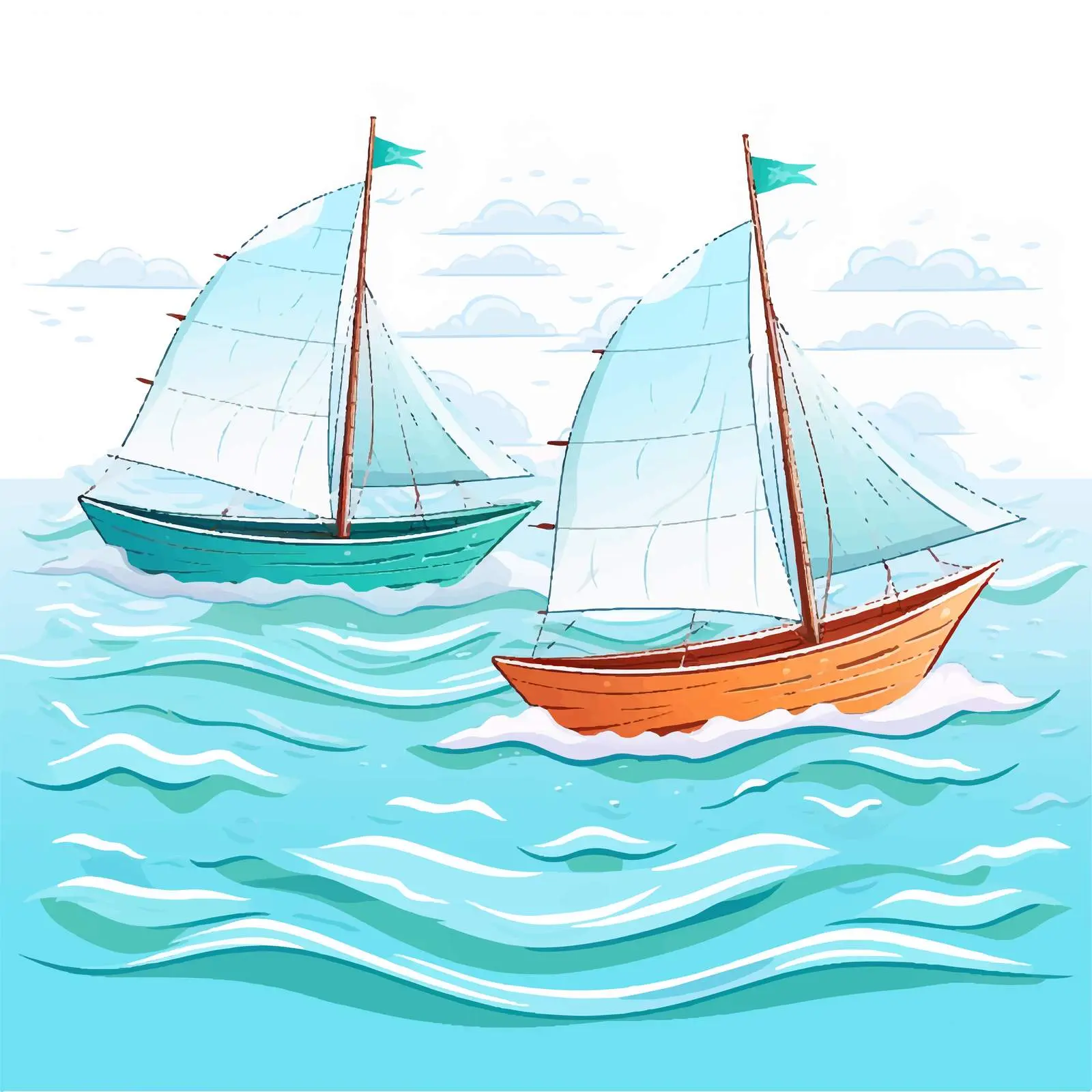 Paper Boats Sailing Illustration at Sea — free download from Dotvec