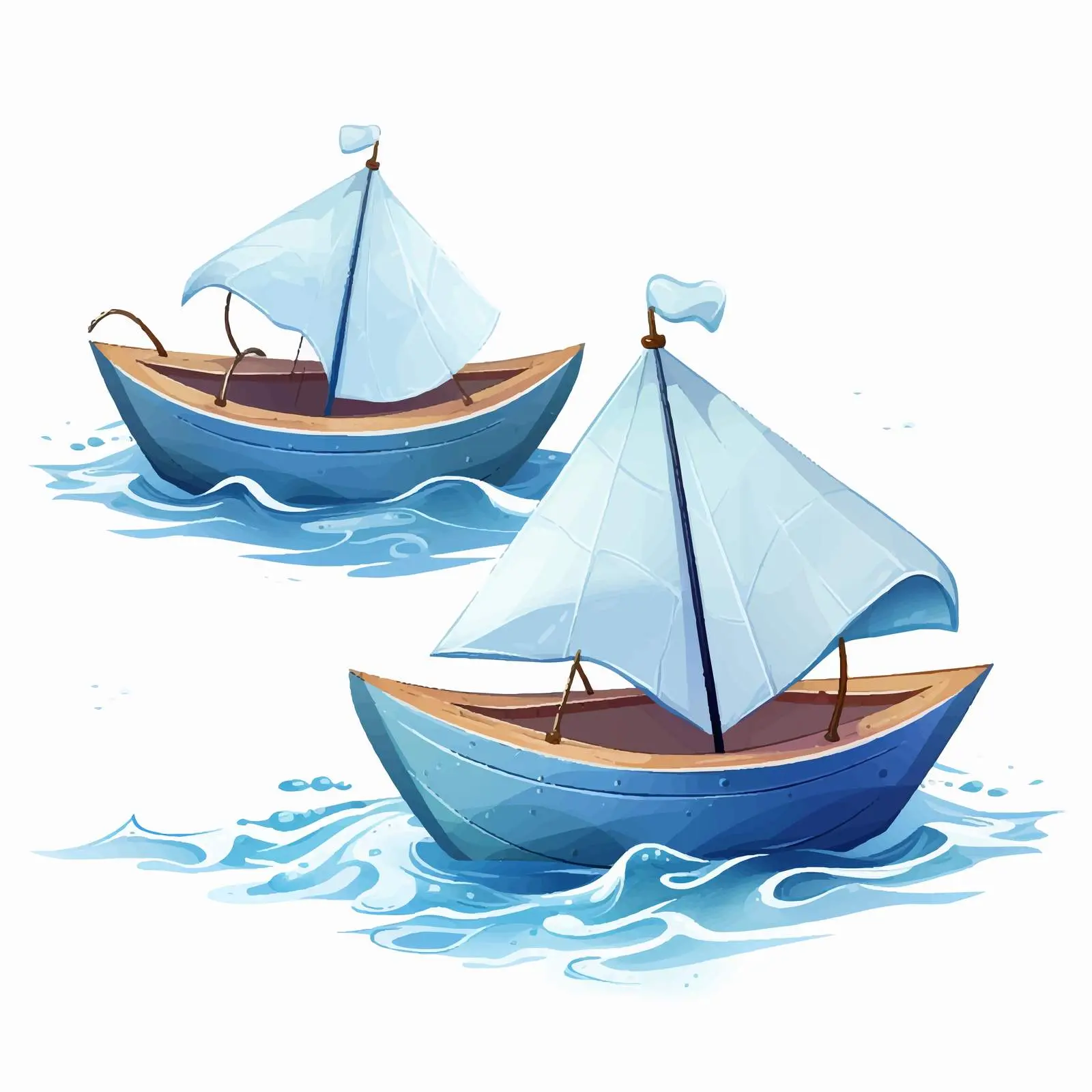 Two Paper Boats Sailing at Sea Illustration — free download from Dotvec