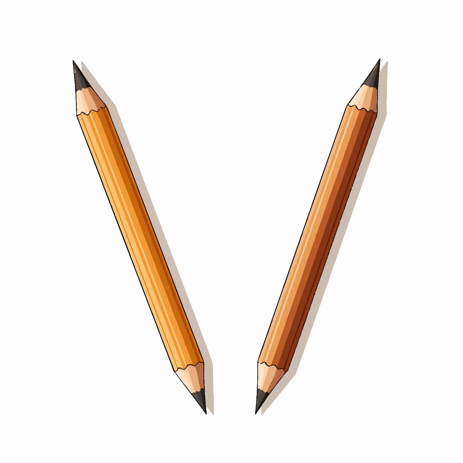 Two Pencils Line Vector Illustration on White Background – free pencils image from Dotvec