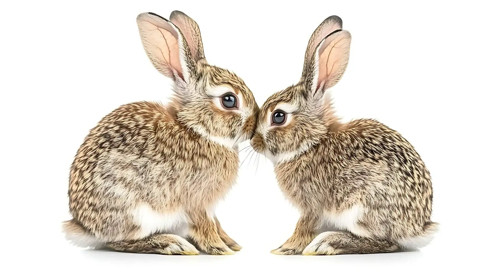 Two Rabbits Sitting Together on White Background — free download from Dotvec