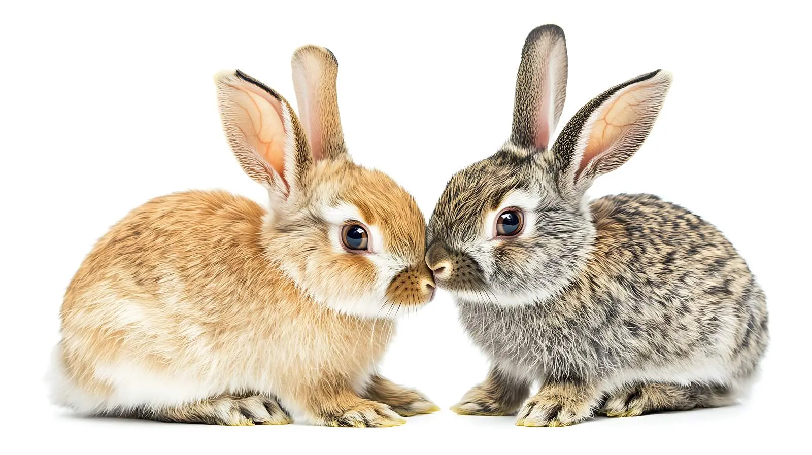 Two Rabbits Sitting Together on White Background – free mammals image from Dotvec