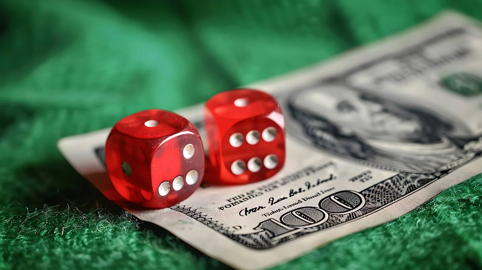 Red Dice and Dollar on Green — free download from Dotvec